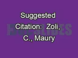 Suggested Citation:  Zoli, C., Maury