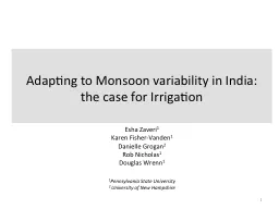 Adapting to Monsoon variability in India: the case for Irrigation