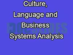 Culture, Language and Business Systems Analysis