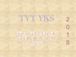 PPT-TYT YKS 2 0 1 8 HEZARFEN MESLEKİ VE TEKNİK ANADOLU LİSESİ