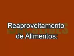 Reaproveitamento de Alimentos: