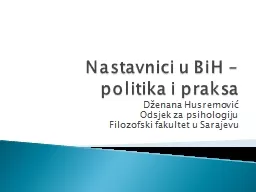 Nastavnici u BiH – politika i praksa