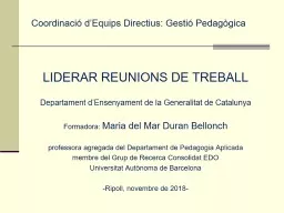 Coordinació d’Equips Directius: Gestió Pedagògica