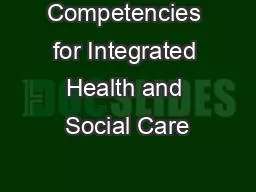 Competencies for Integrated Health and Social Care