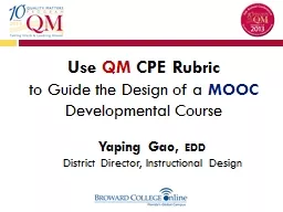 PPT-Use QM CPE Rubric to Guide the Design of a