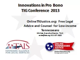 Innovations in Pro Bono TIG Conference 2013