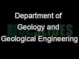 Department of Geology and Geological Engineering