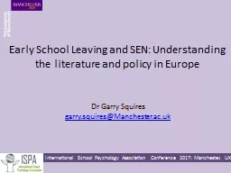 Early School Leaving and SEN: Understanding the literature and policy in Europe