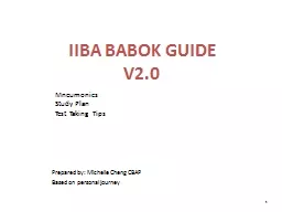 IIBA BABOK Guide v2.0 Mneumonics