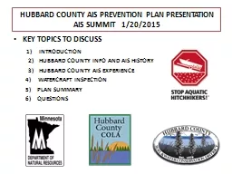 HUBBARD COUNTY AIS PREVENTION PLAN PRESENTATION  AIS SUMMIT   1/20/2015