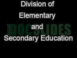 Division of Elementary and Secondary Education