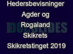 Hedersbevisninger Agder og Rogaland Skikrets Skikretstinget 2019