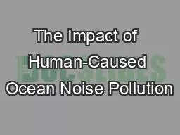 The Impact of  Human-Caused Ocean Noise Pollution
