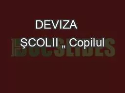 DEVIZA    ŞCOLII „ Copilul