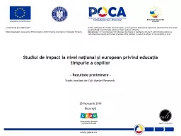 Studiul  de impact la nivel național și european privind educația timpurie a copiilor