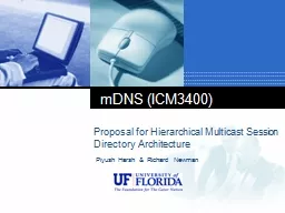 mDNS  ( ICM3400 ) Proposal for Hierarchical Multicast Session Directory Architecture