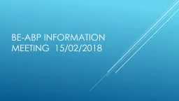 BE-ABP Information  meeting  15/02/2018