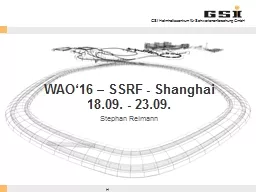 WAO‘16 –  SSRF - Shanghai