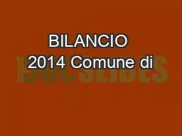 BILANCIO 2014 Comune di