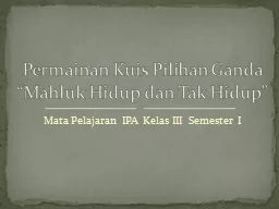 Mata Pelajaran IPA Kelas III Semester I