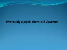 Hydroxidy a jejich chemické vlastnosti