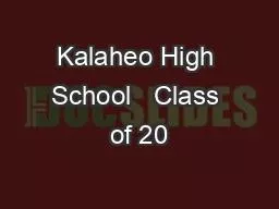 Kalaheo High School   Class of 20