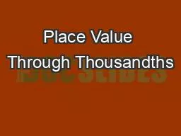 Place Value Through Thousandths