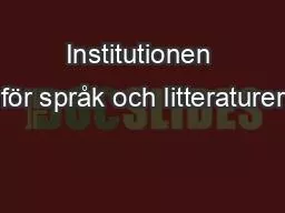 Institutionen för språk och litteraturer