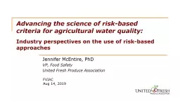 Advancing the science of risk-based criteria for agricultural water quality: