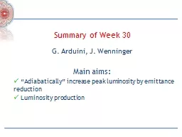 Summary of Week 30 G. Arduini, J. Wenninger