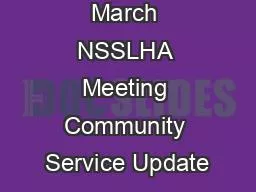 March NSSLHA Meeting Community Service Update