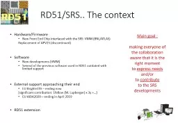 RD51/SRS.. The context Hardware/Firmware