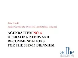 Agenda item no.  6 operating needs and recommendations