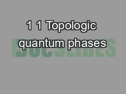1 1 Topologic quantum phases