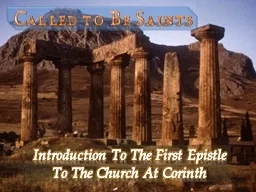 PPT-Introduction To The First Epistle To The Church At Corinth