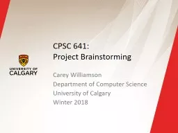 CPSC 641: Project Brainstorming