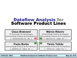 Dataflow  Analysis  for Software Product Lines