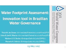 Water Footprint  Assessment: