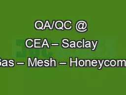 QA/QC @ CEA – Saclay Gas – Mesh – Honeycomb