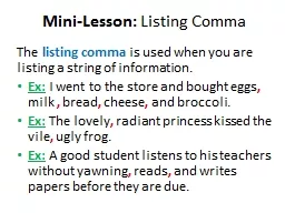 Mini-Lesson:  Listing Comma