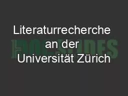 Literaturrecherche an der Universität Zürich