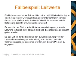 PPT-Fallbeispiel: Leitwerte Copyright © Herbert Gölzner. Alle Rechte vorbehalten.