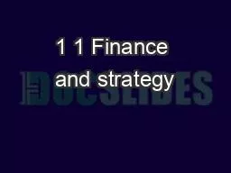 1 1 Finance and strategy