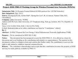 Project: IEEE P802.15 Working Group for Wireless Personal Area Networks (WPANs)