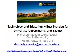 Technology and Education – Best Practice for University Departments and Faculty