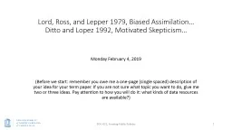 PPT-Lord, Ross, and Lepper 1979, Biased Assimilation…