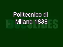 Politecnico di Milano 1838