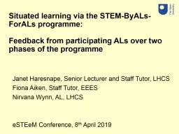 Situated learning via the STEM-ByALs-ForALs programme: