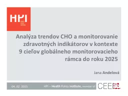 Analýza trendov  CHO  a monitorovanie zdravotných indikátorov v kontexte