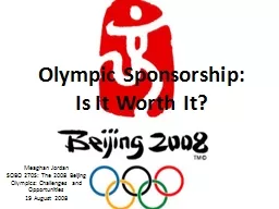 Olympic Sponsorship:  Is It Worth It?